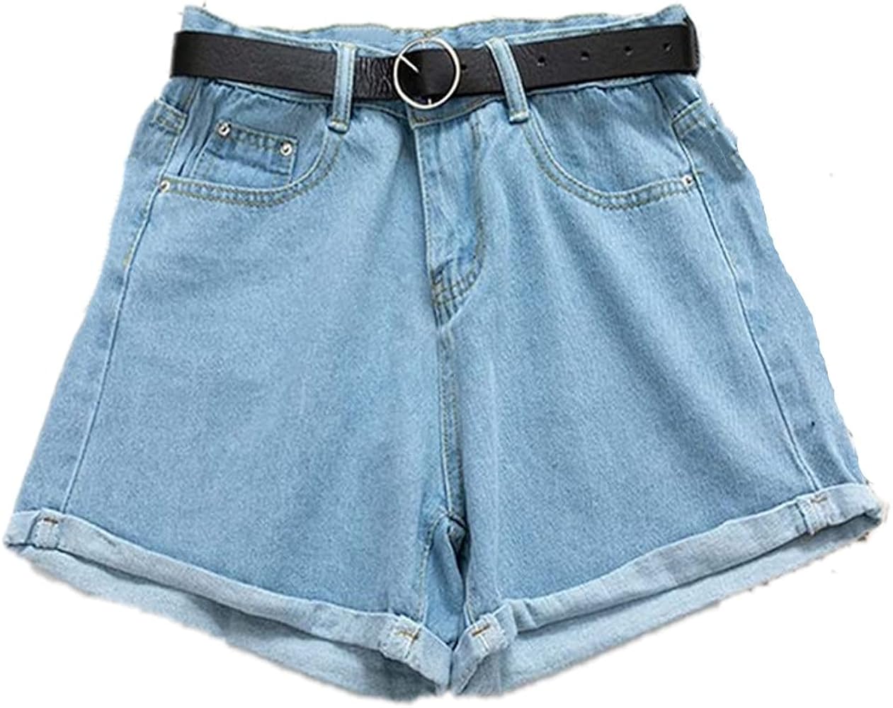 NP Casual Denim Shorts Crimping Waist Slim Summer Shorts