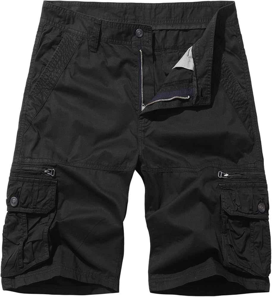 DONGD Mens Cargo Shorts Cotton Regular Fit Multi Pockets Outdoor Cargo Short