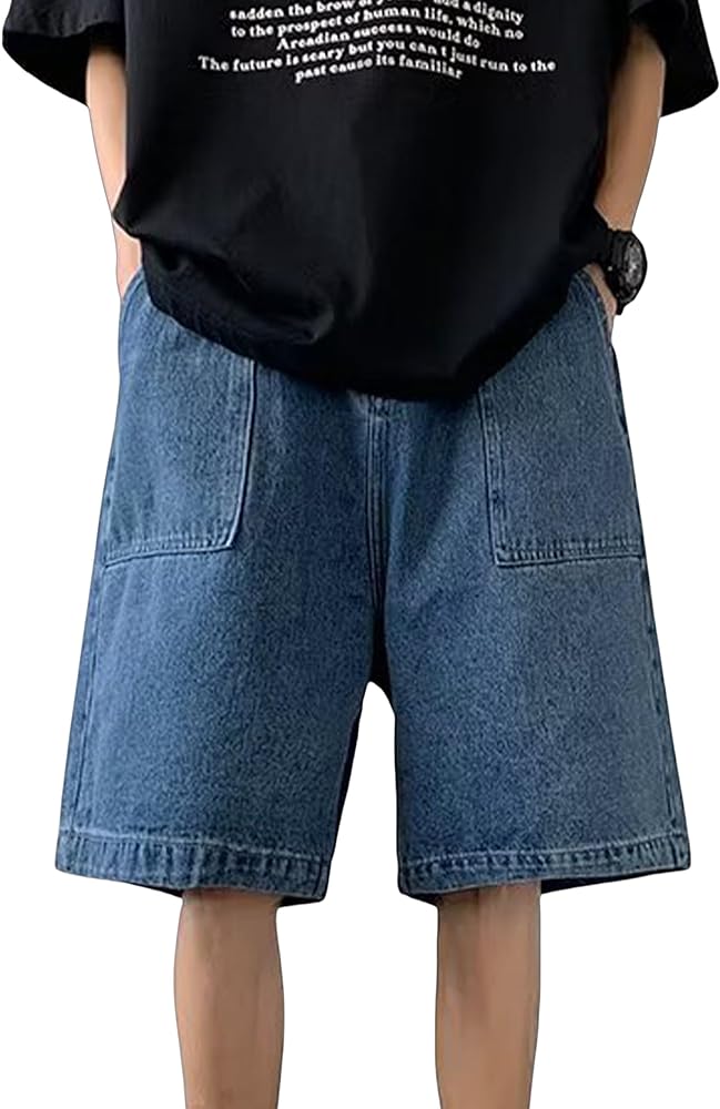 Y2k Baggy Jean Shorts for Men Classic Loose Fit Skater Jeans Summer Vintage Skateboard Pants Demin Shorts