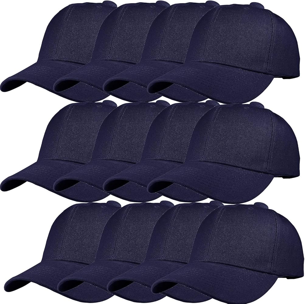 12 Pack Wholesale Unisex Plain Solid Color Adjustable Baseball Caps Hats