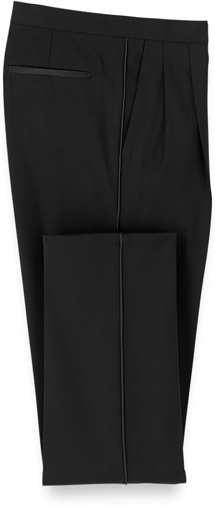 Paul Fredrick Men's Wool Stretch Pleated Tuxedo Pants