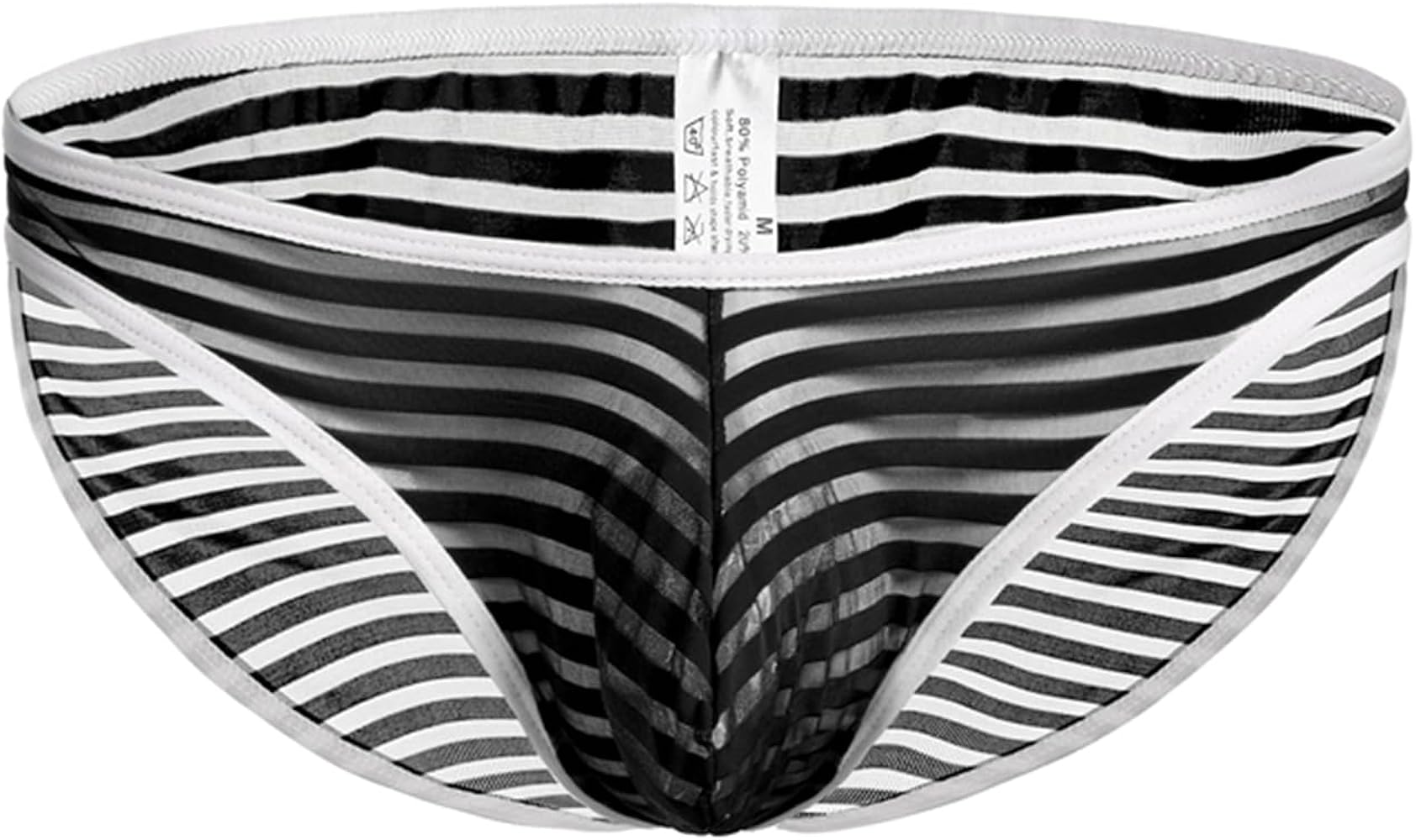 Evankin Men's Sexy Bikini Striped Briefs Underwear With Bulge Pouch Briefs Male Mesh See Through Breathable Underwear