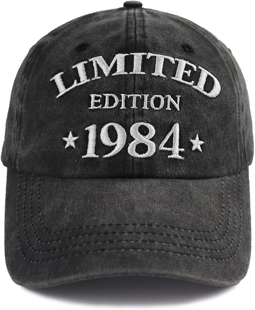 40th Birthday Gifts for Women Men, Vintage 1984 Limited Edition Hats, Embroidered Adjustable Cotton Baseball Cap