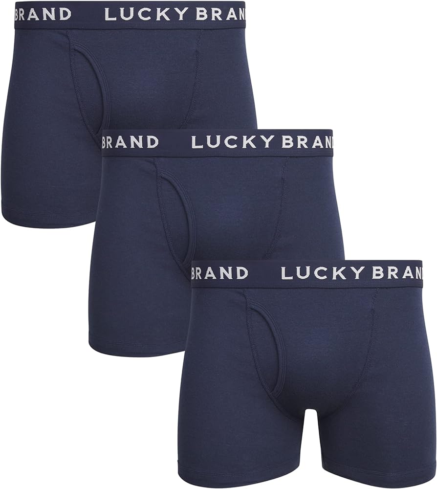 Lucky Brand Men's Underwear - Classic Boxer Briefs (3 Pack), Size Small, Solid Navy