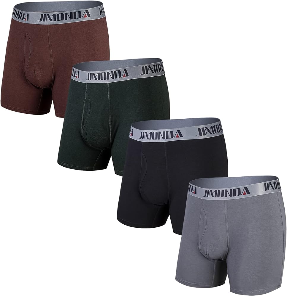 Jimonda Soft Underwear Pack Mens Breathable Bamboo Rayon & Copper Fibre Boxer Briefs Fly Front with Pouch