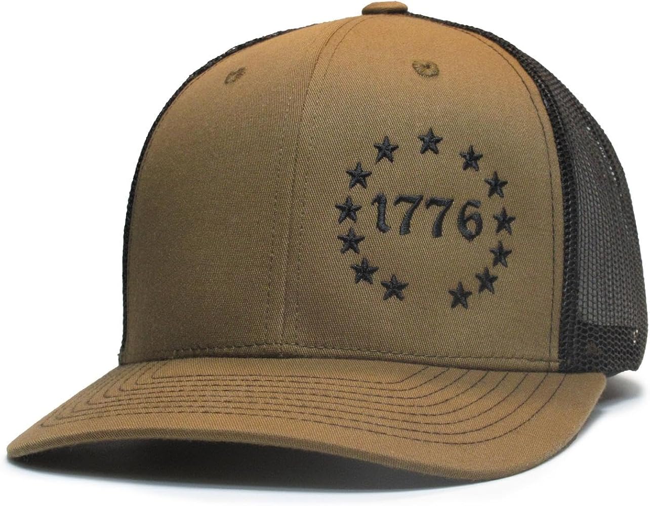 1776 Betsy Ross 13 Colonies 2A Coyote/Black hat cap Trucker Mesh Snapback