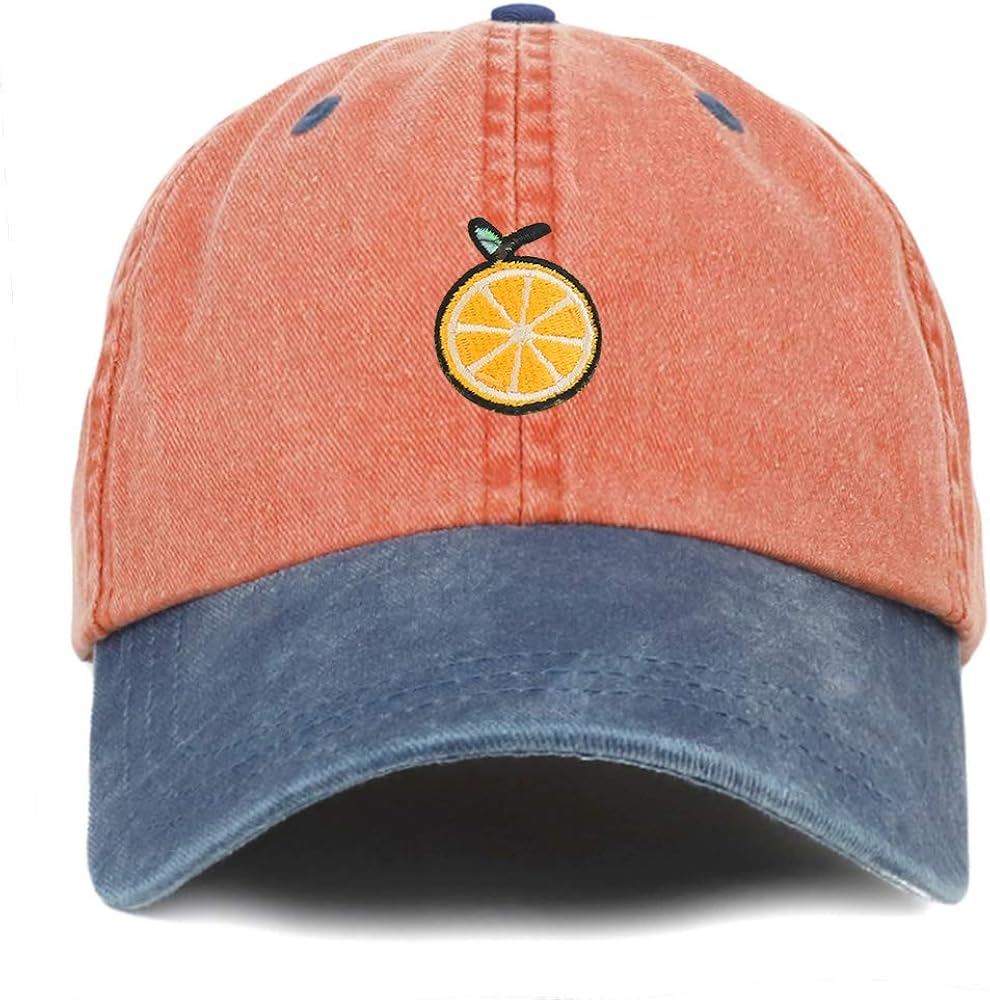 Trendy Apparel Shop Orange Patch Pigment Dyed Washed Two Tone Baseball Cap