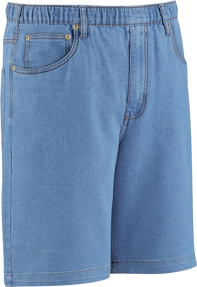 Collections Etc Mens Pull-On 5 Pocket Denim Shorts with Elasticized Waist