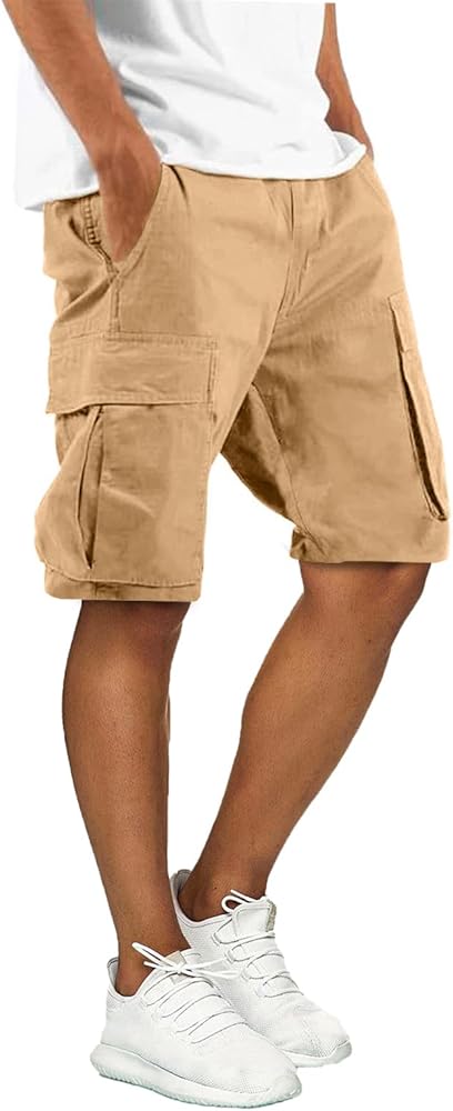 Mens Cargo Shorts Outdoor Hiking Casual Shorts for Men Relaxed Fit Cotton Shorts with Pockets