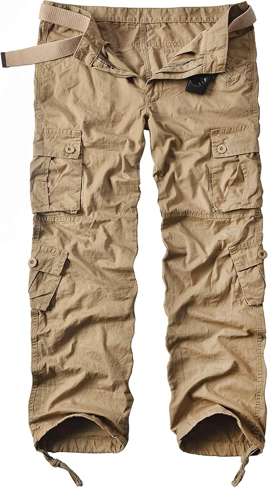 Leward Men's Cotton Casual Military Army Cargo Camo Combat Work Pants with 8 Pocket