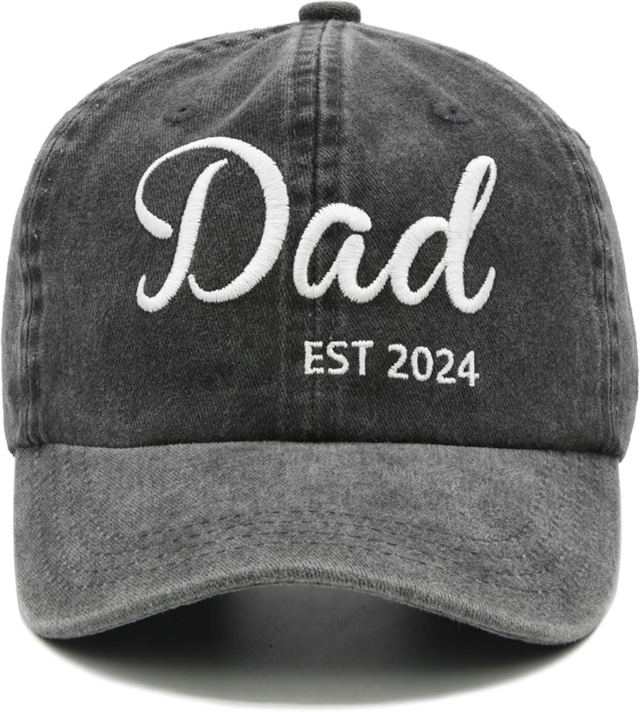 Waldeal Men's Est 2024 Dad Hat, Funny New Father Gifts, Washed Cotton Embroidered Dadddy Baseball Cap Black