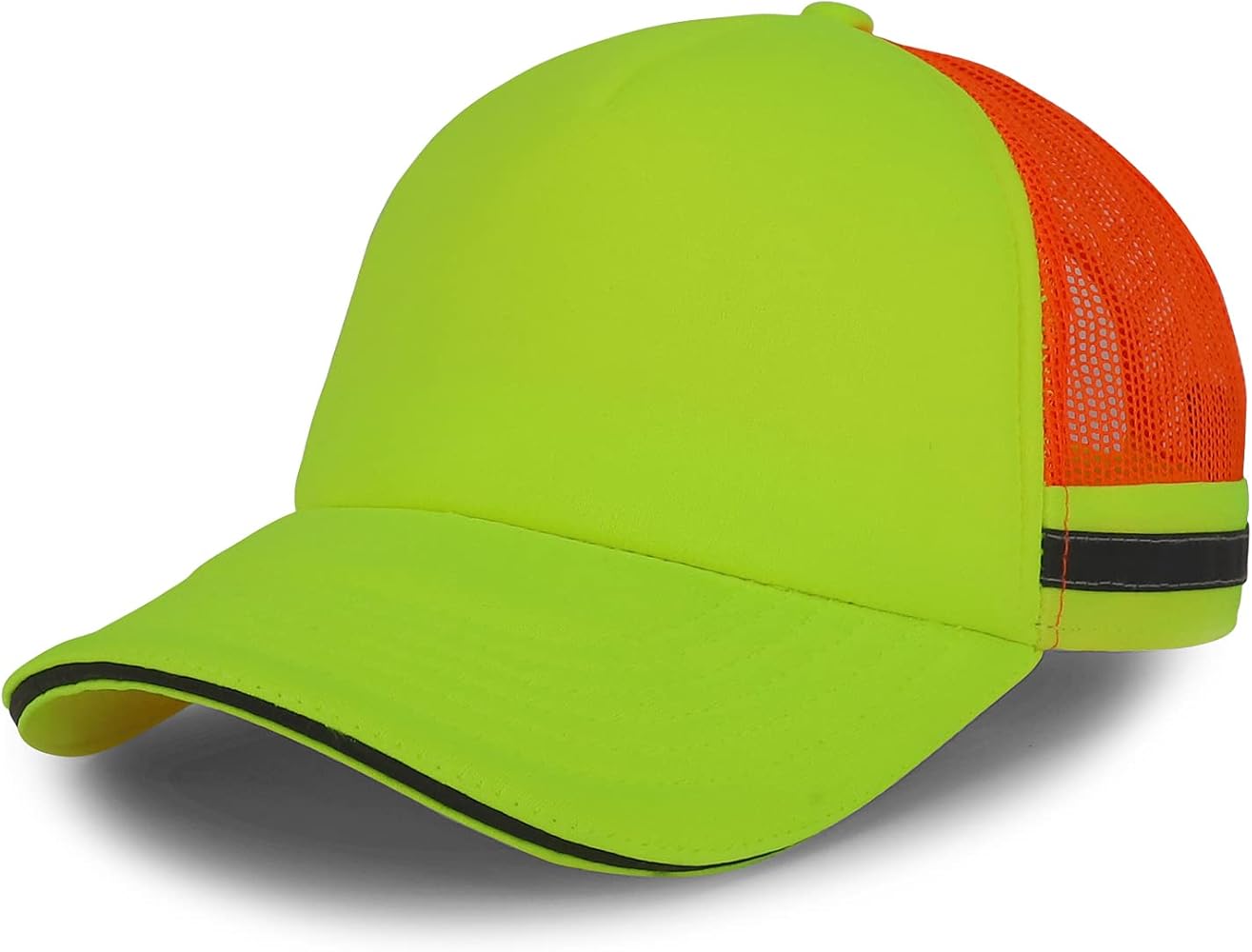 Trendy Apparel Shop 5 Panel Reflective Foam Front Safety Trucker Cap