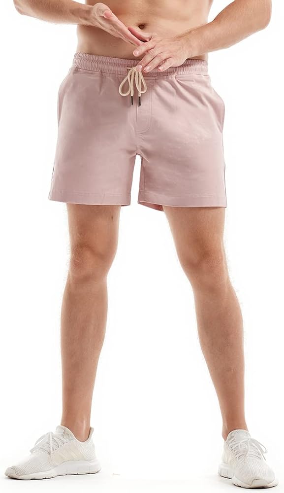 AIMPACT Mens Chino Shorts Slim-fit 5.5" Flat Front Stretch Casual Shorts with Pockets