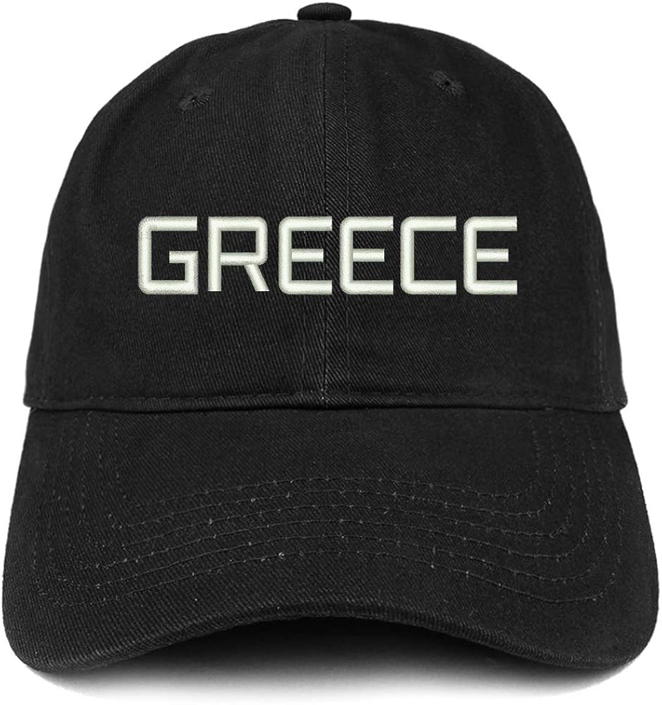 Trendy Apparel Shop Greece Text Embroidered Soft Crown 100% Brushed Cotton Cap