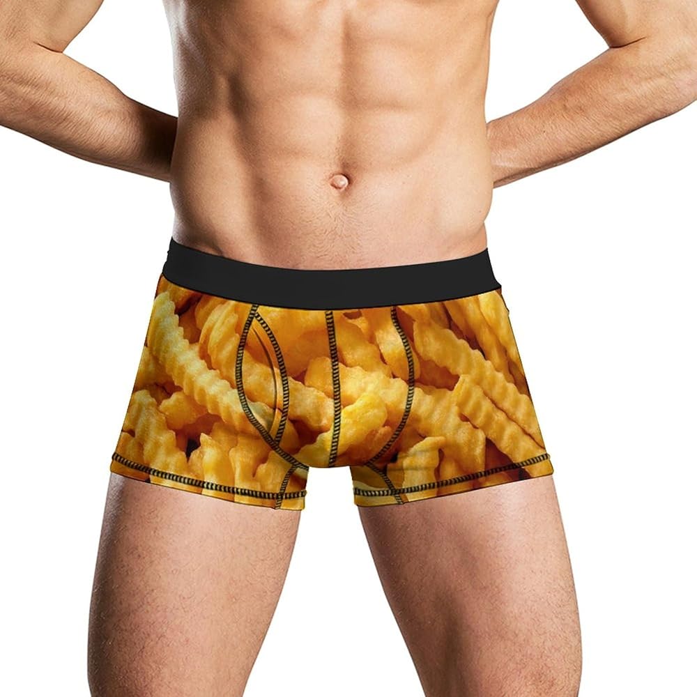 Crinkle Cut Crispy Golden Fried Potato Chips Men's Boxer Briefs Stretch Underwear Soft Comfortable