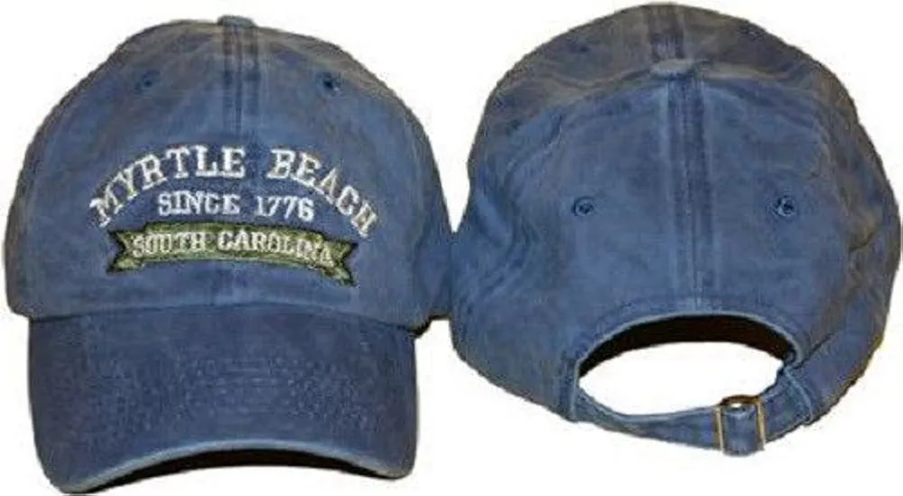 South Carolina SC Myrtle Beach Blue Jeans Denim Washed Style Embroidered Hat Cap