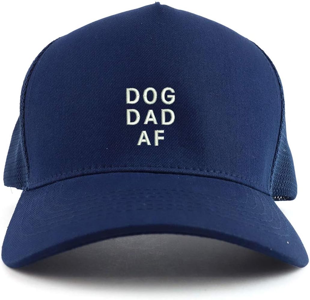 Trendy Apparel Shop Dog Dad Af Embroidered Oversized 5 Panel XXL Trucker Mesh Cap