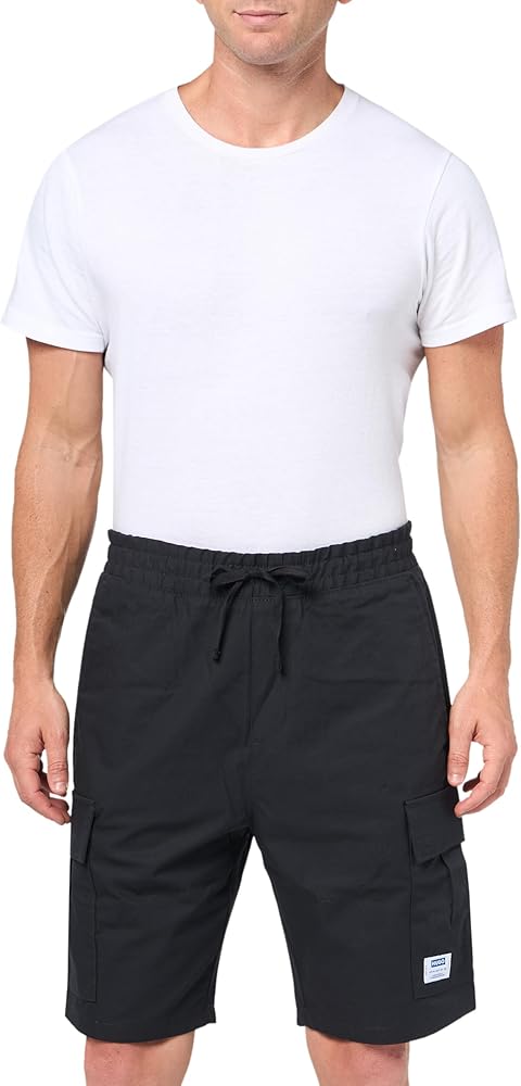 HUGO Men's Relaxed Fit Cargo Pocket Cotton Shorts