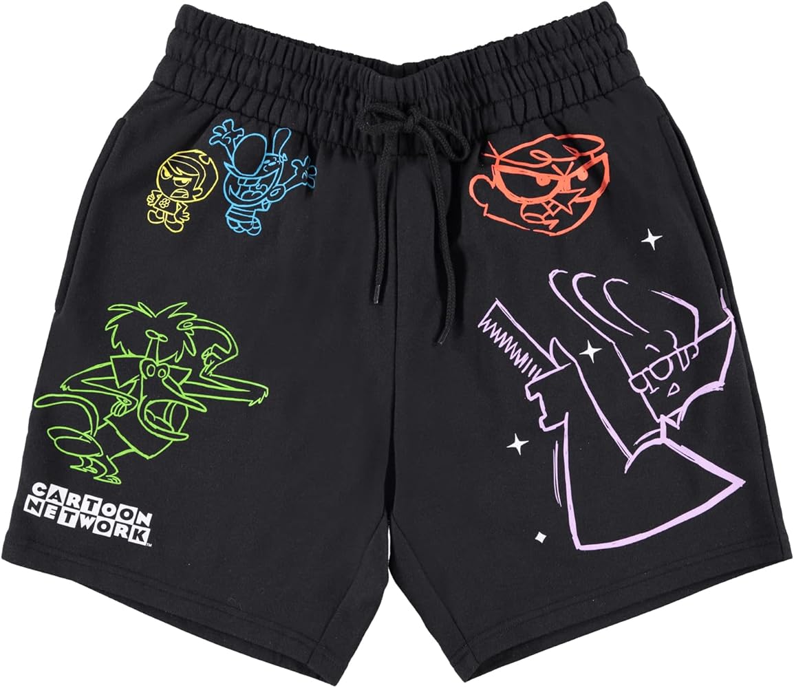 Cartoon Network Mens Throwback Shorts - Jonny Bravo and Dexter's Laboratory Shorts - Classic Placement Print Shorts