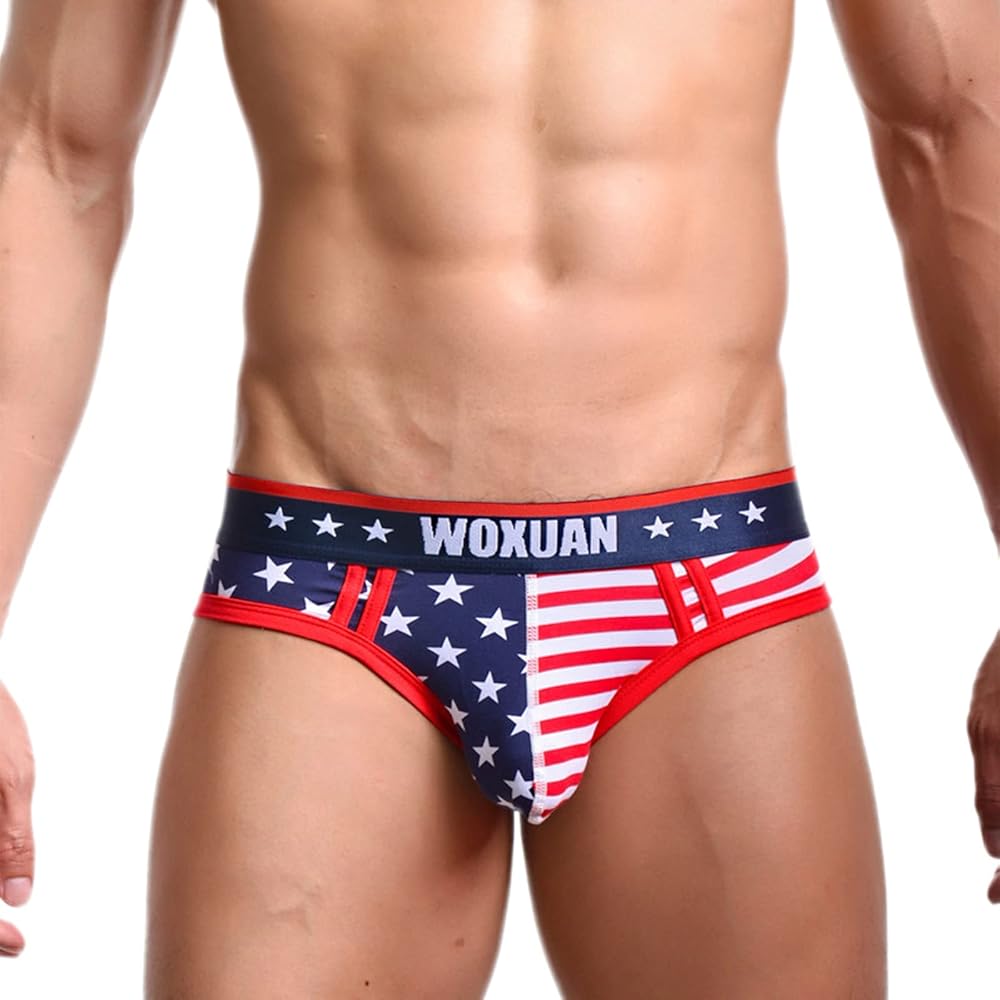 Evankin Men's Underwear,USA American Flag Sexy Boxers Briefs Soft Underwear