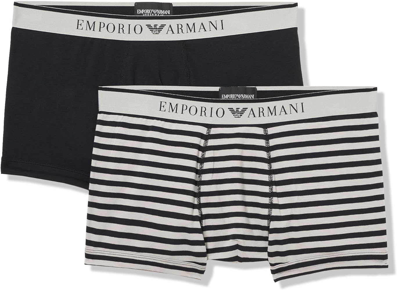 Emporio Armani Men's Stretch Cotton Yarn Dyed Striped 2-Pack Trunk