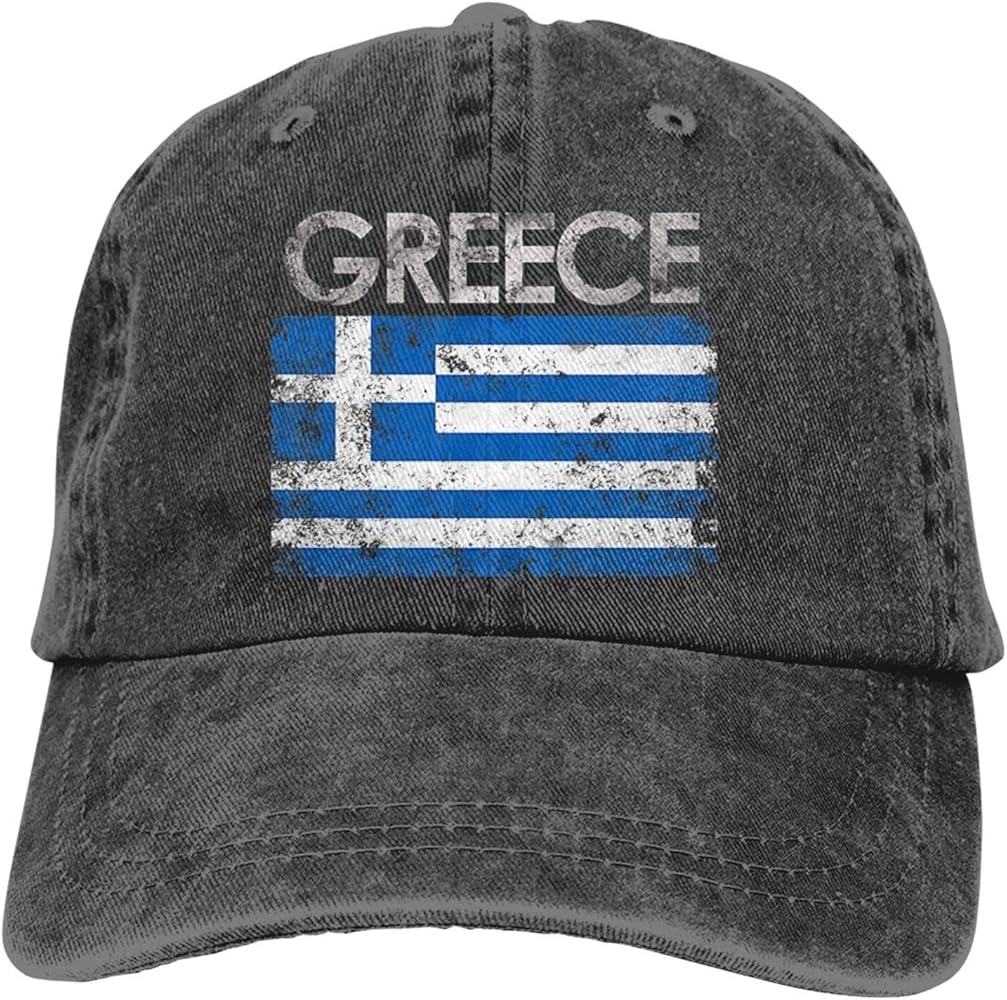 Greek Flag of Greece Denim Hats for Mens Womens Baseball Caps Casquette Black