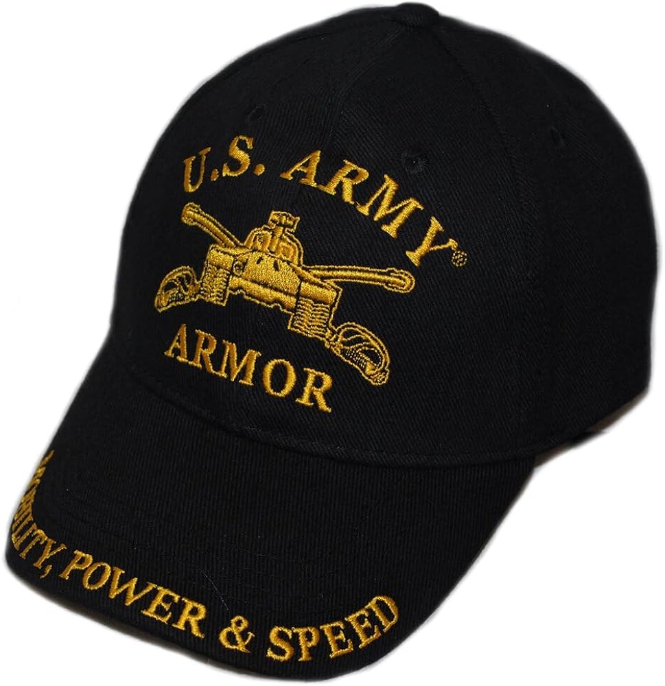 Eagle Emblems Mens US Army Armor Embroidered Ball Cap Adjustable Black