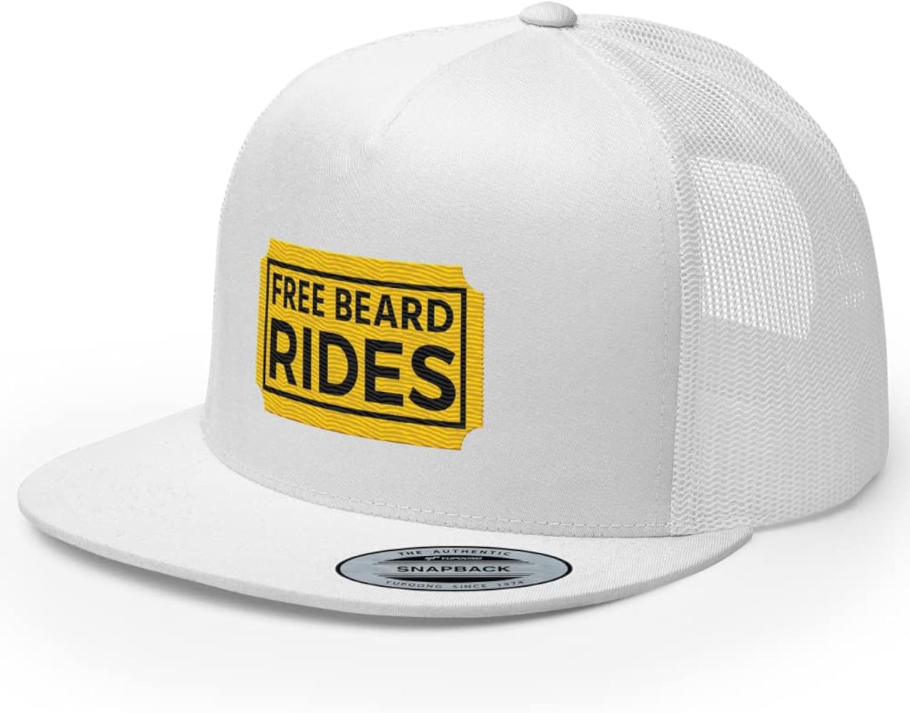 Free Beard Rides Trucker Hat High Crown Flat Bill Snapback Cap Funny Gag Gifts for Men