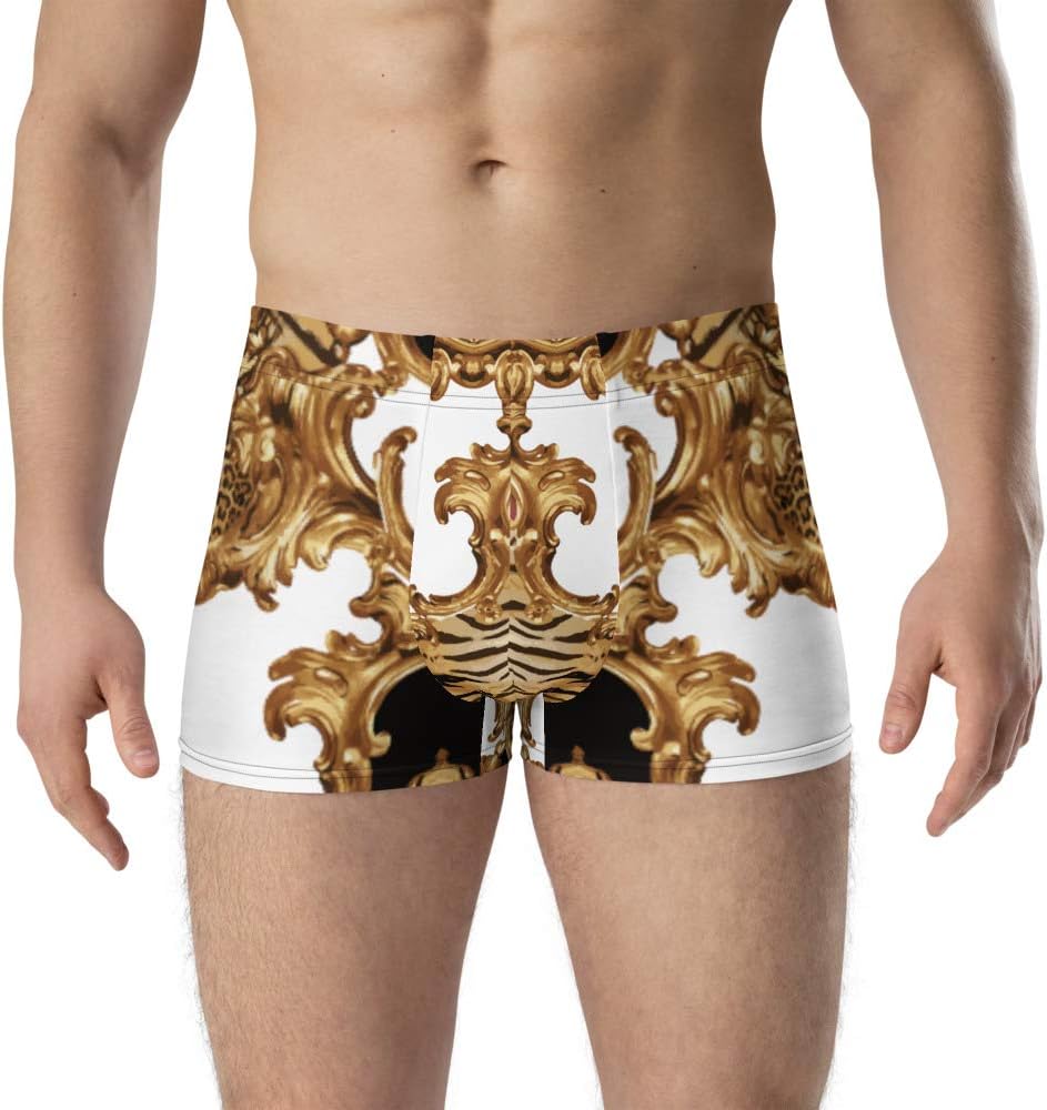 Boxer Briefs Underwear Men’s White Baroque Animal Gold Baroque