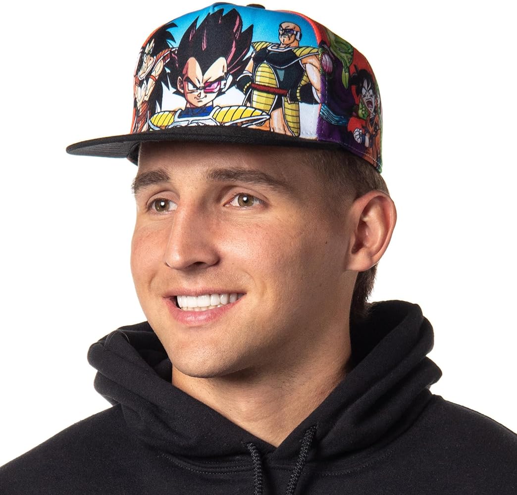 Dragon Ball Z Anime Hat Vegeta Saga Character Panel Flatbill Snapback Cap