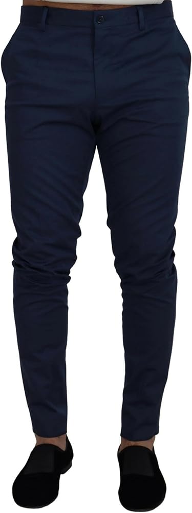 Dolce & Gabbana Blue Stretch Cotton Slim Trousers Chinos Men's Pants