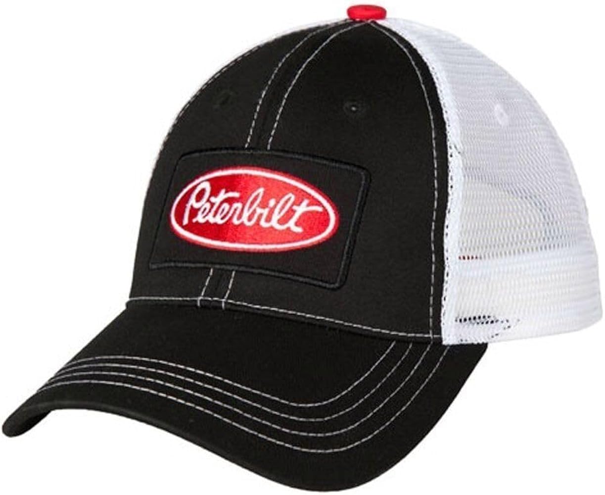 BDA Peterbilt Motors Trucks Patch Trucker Mesh Black & White Snapback Cap/Hat, 1-2