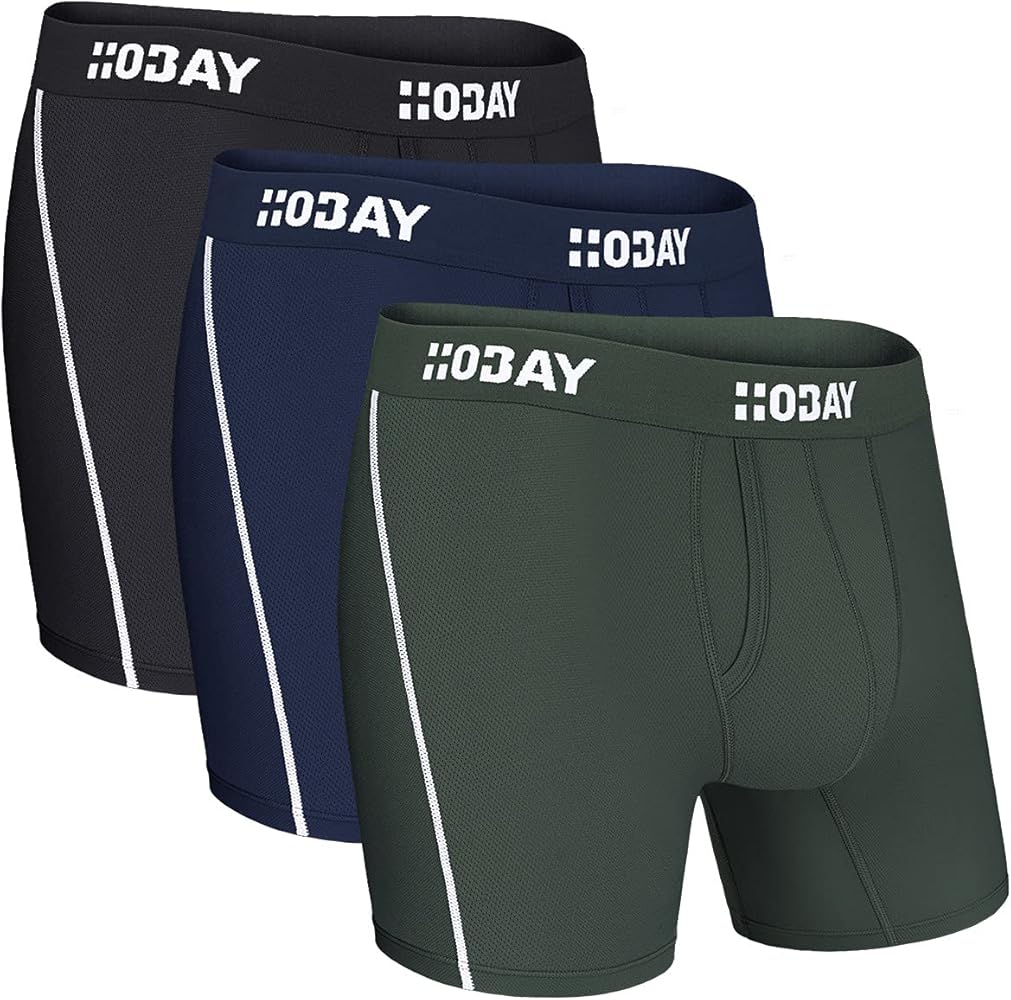 Men's Underwear Breathable Mesh Boxer Briefs Open Fly 3 Pack