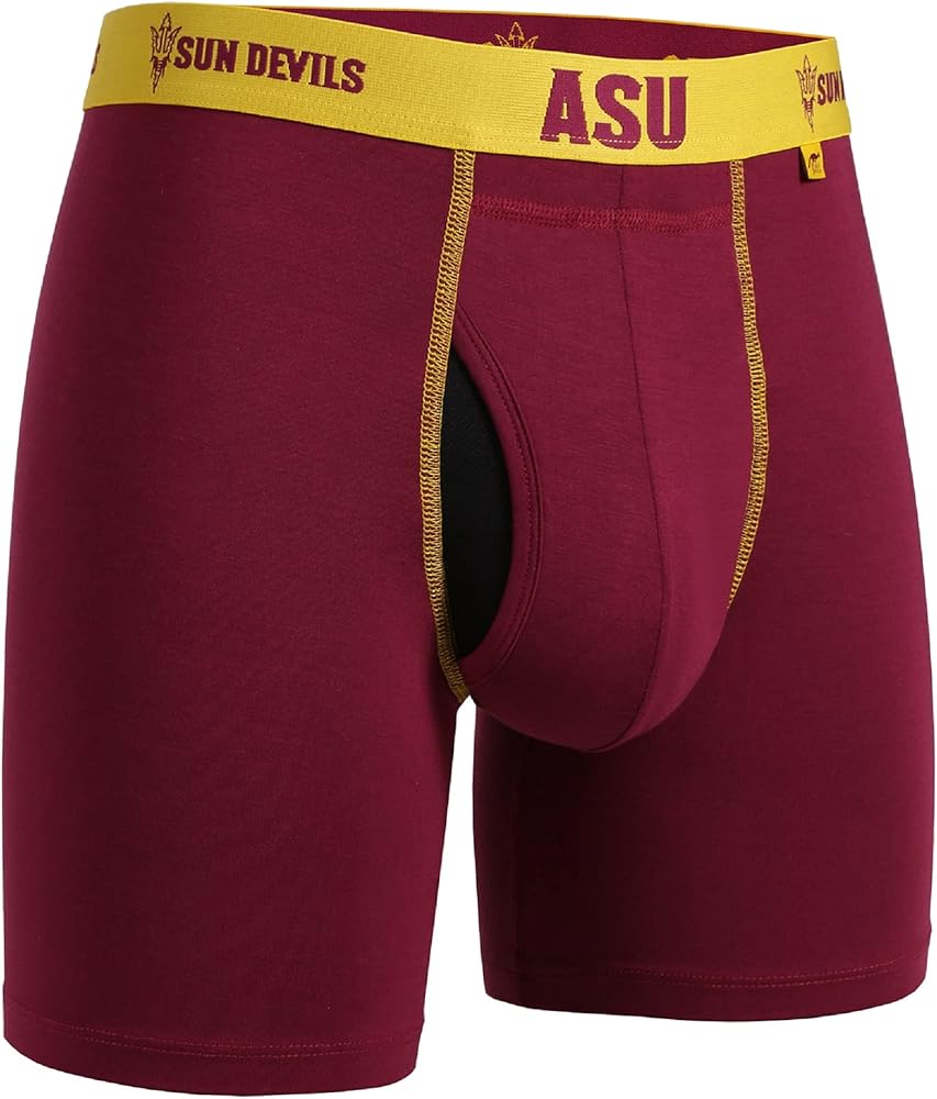 2UNDR NCAA Team Colors Men's Swing Shift Boxers (ASU Maroon, Large)