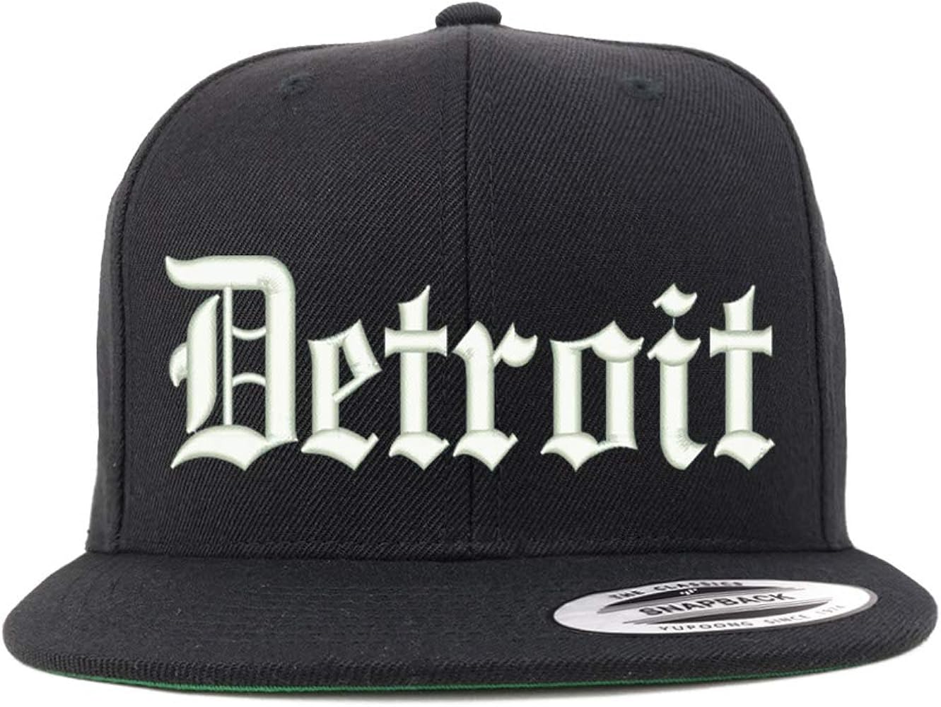 Trendy Apparel Shop Old English Font Detroit City Embroidered Flat Bill Cap