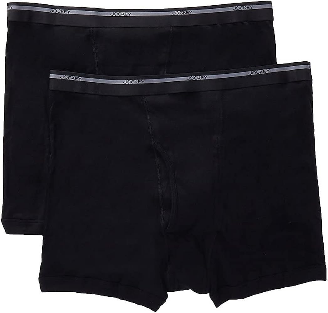 Jockey Classic Fit Big & Tall Boxer Brief 2-Pack Black 2XL (Waist 44-46")