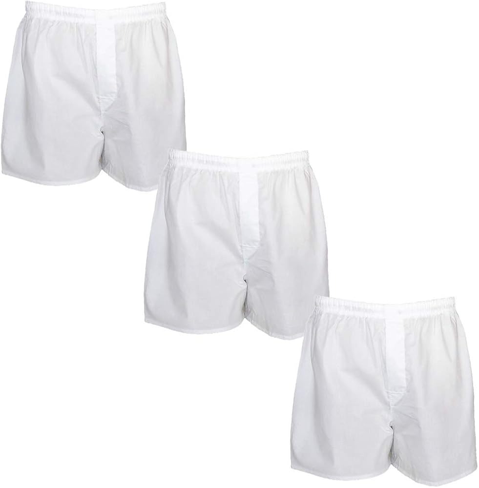 4-12 Pack Men's White Boxer Shorts W/Comfortable Flex Waistband (3XL White, 4)