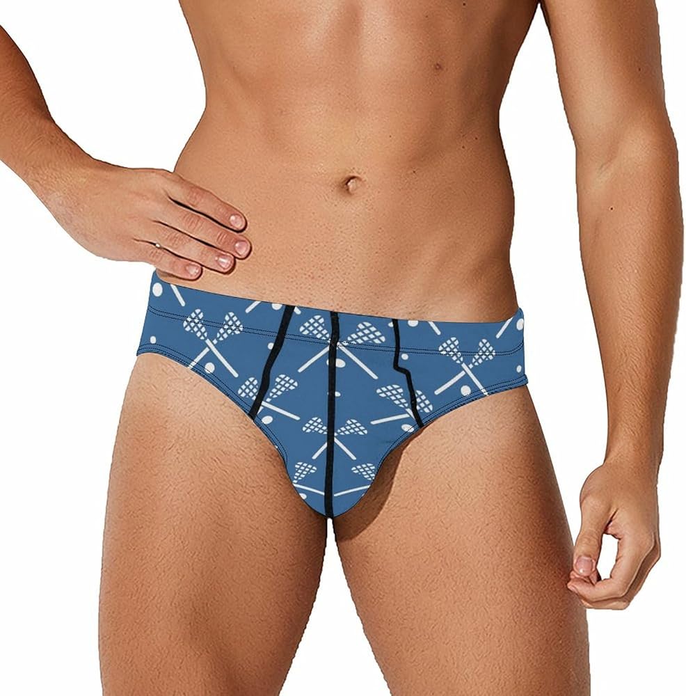 Lacrosse Pattern Breathable Mens Underwear Soft Briefs Lightweight Low Rise Panties