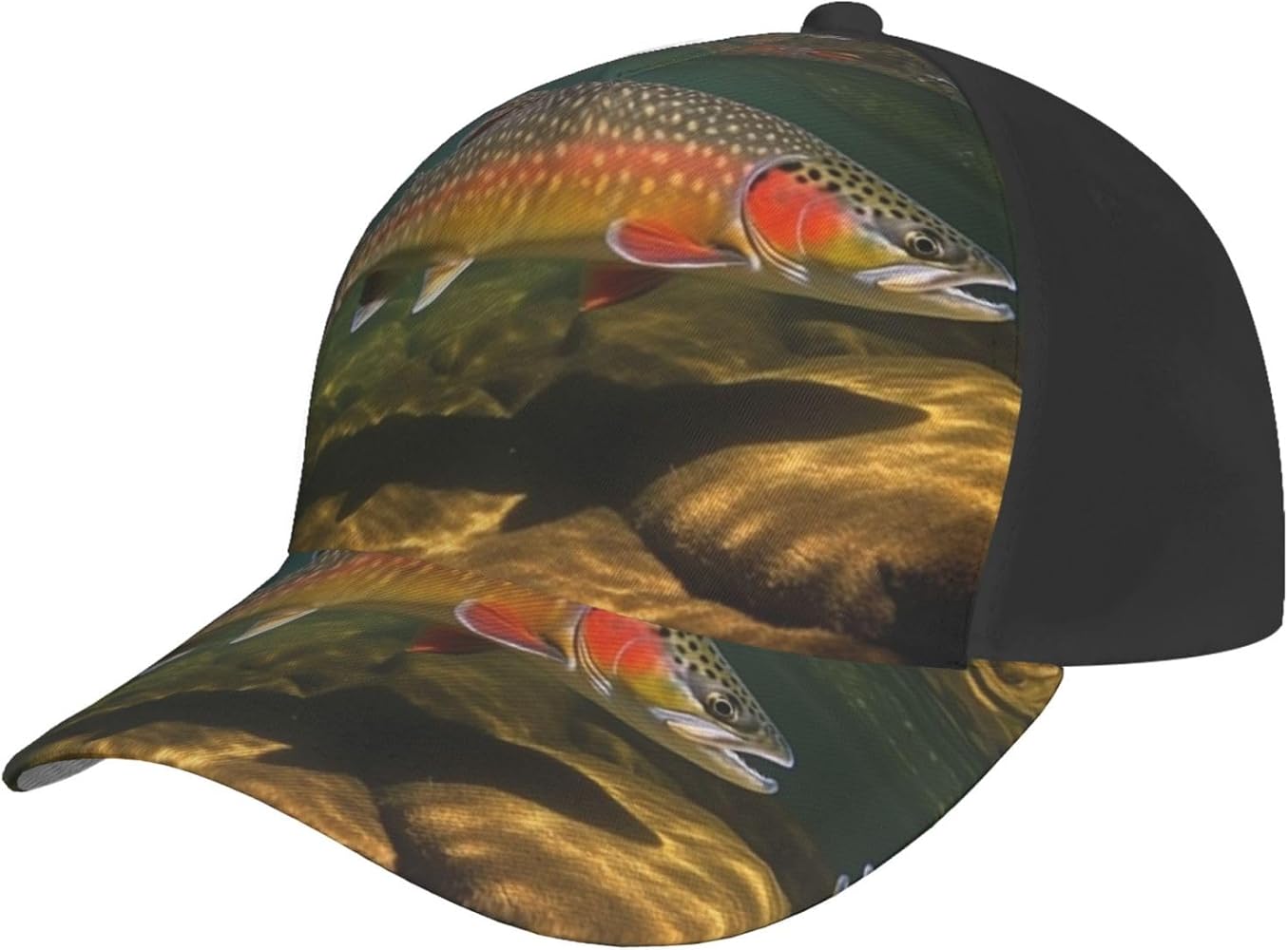 Brook Trout Fly Fishing Baseball Caps for Women Men Golf Dad Hat Adjustable Sun Hat Fashion Sports Caps Black