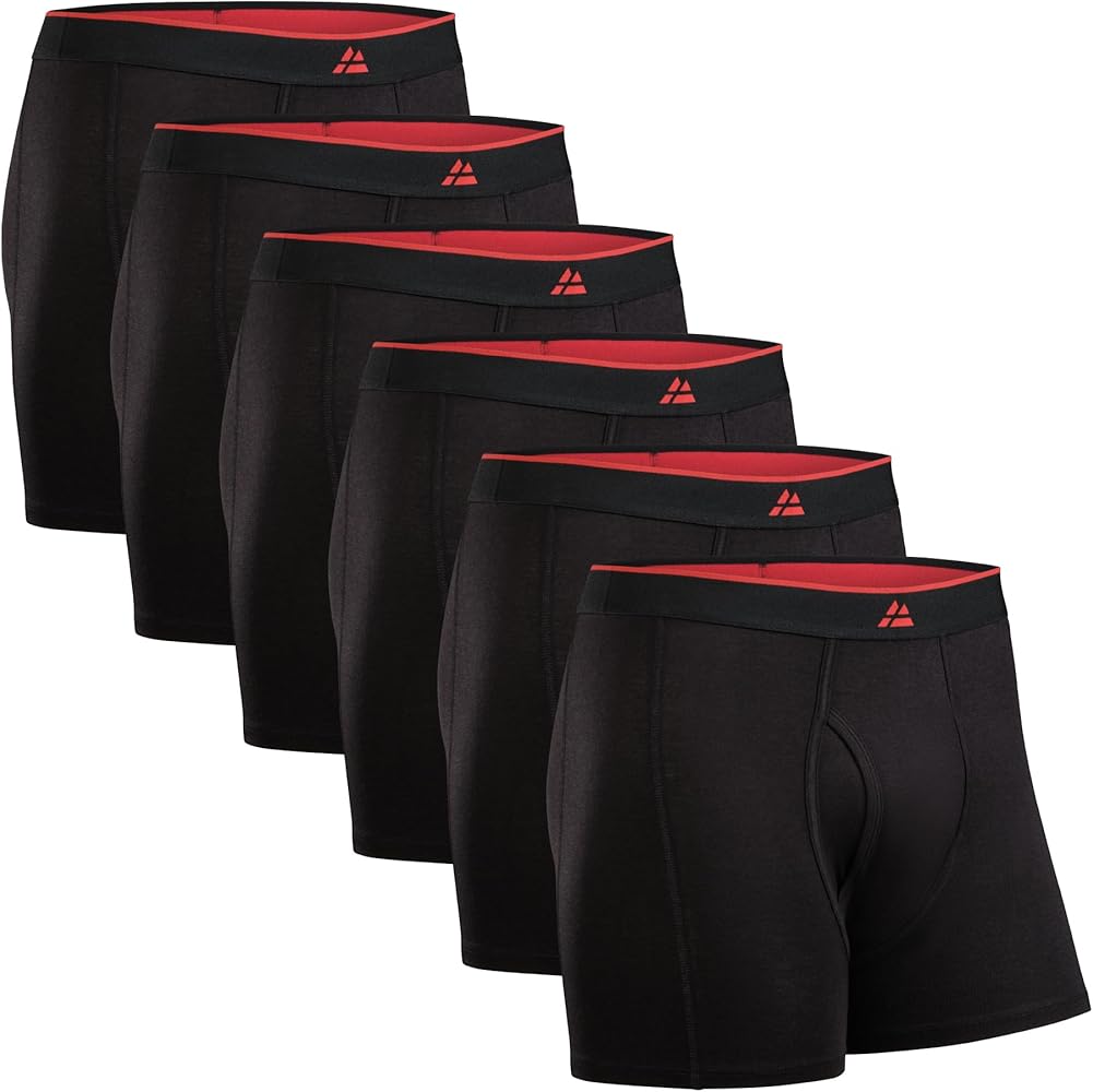 DANISH ENDURANCE Men's Underwear Boxer Briefs, Soft Bamboo Viscose Trunks, 6-Pack