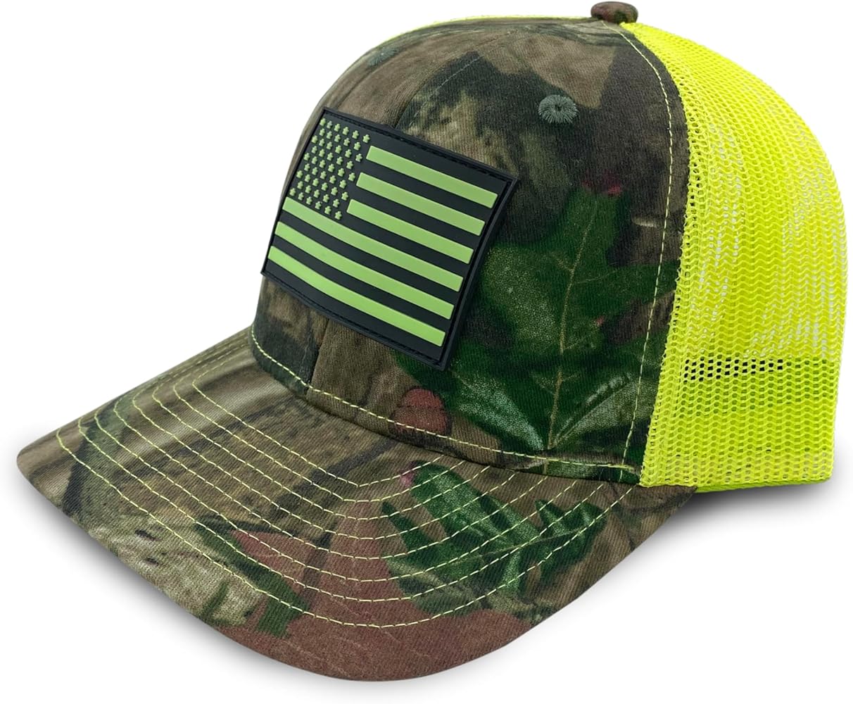 Buffalo Outdoors® Workwear Hi-Vis Flag Patch Premium Camo Trucker Hat