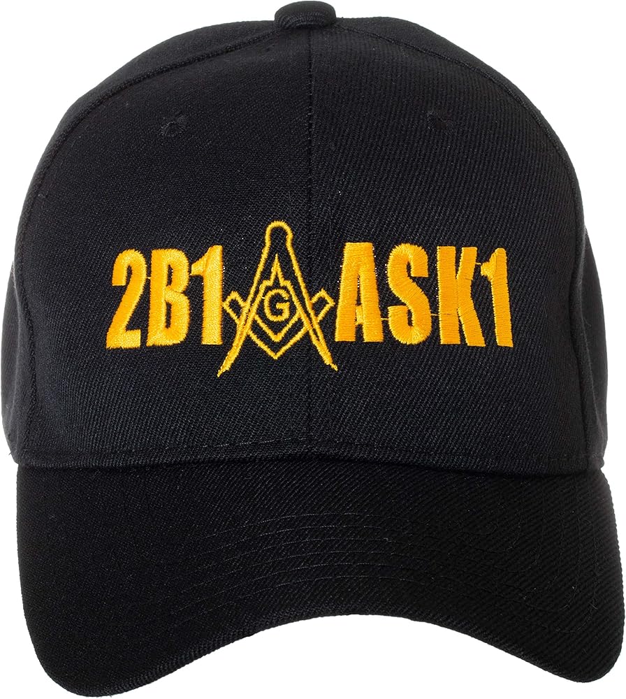 2B1 ASK1 Freemasons Masonic Square and Compass Embroidered Black Adjustable Baseball Cap