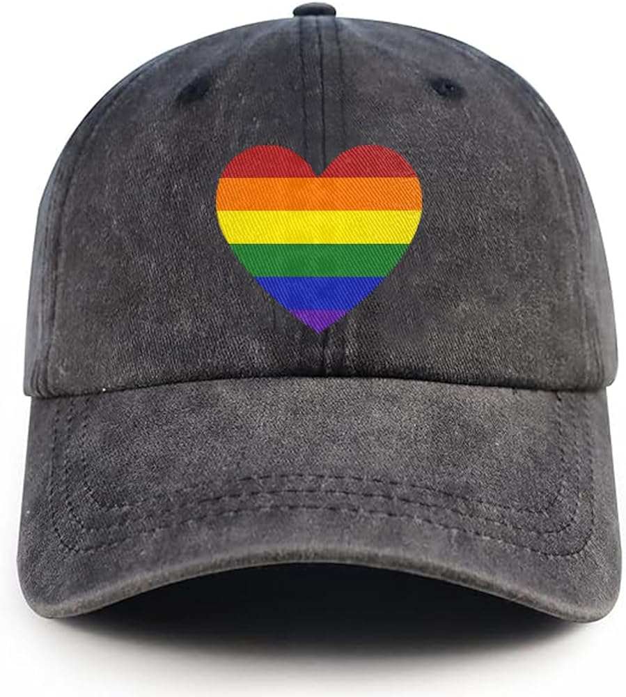 Pride Hat LGBT Baseball Cap Adjustable Cotton Vintage Rainbow Heart Hat Gay Pride Hats for Men Women