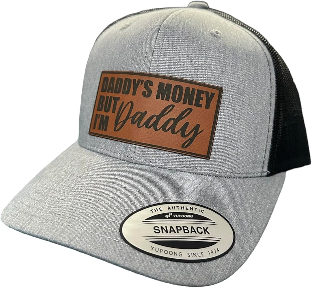 Daddy's Money But Im Daddy Leather Patch Hat Trucker mesh Snapback Black