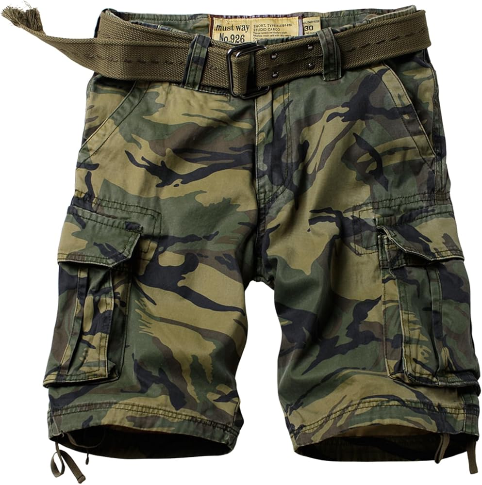 Mens Cargo Shorts Relaxed Fit Classic Outdoor Camo Cotton Work Casual Shorts with Pockets No Belt