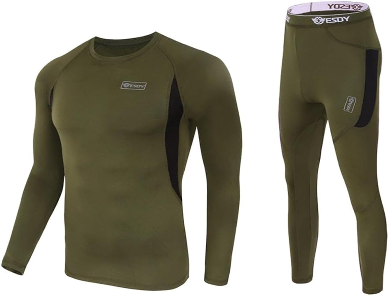 M MCGUIRE GEAR ESDY Men's Thermal Underwear Set, Fleece Lined Long Johns Thermal Top and Bottom,Outdoor Clothing & Base Layer