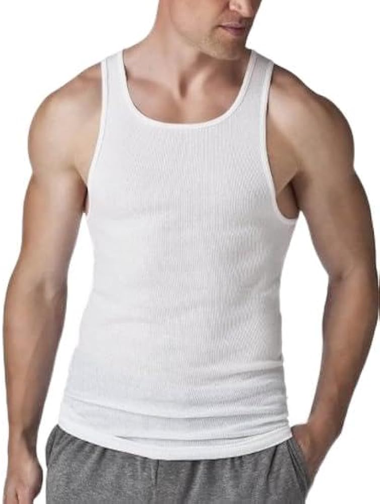 Hanes Men's Cotton Tank Undershirts Pack, Moisture-Wicking Ribbed Tanks, Lightweight, White 6-Pack, 3X-Large