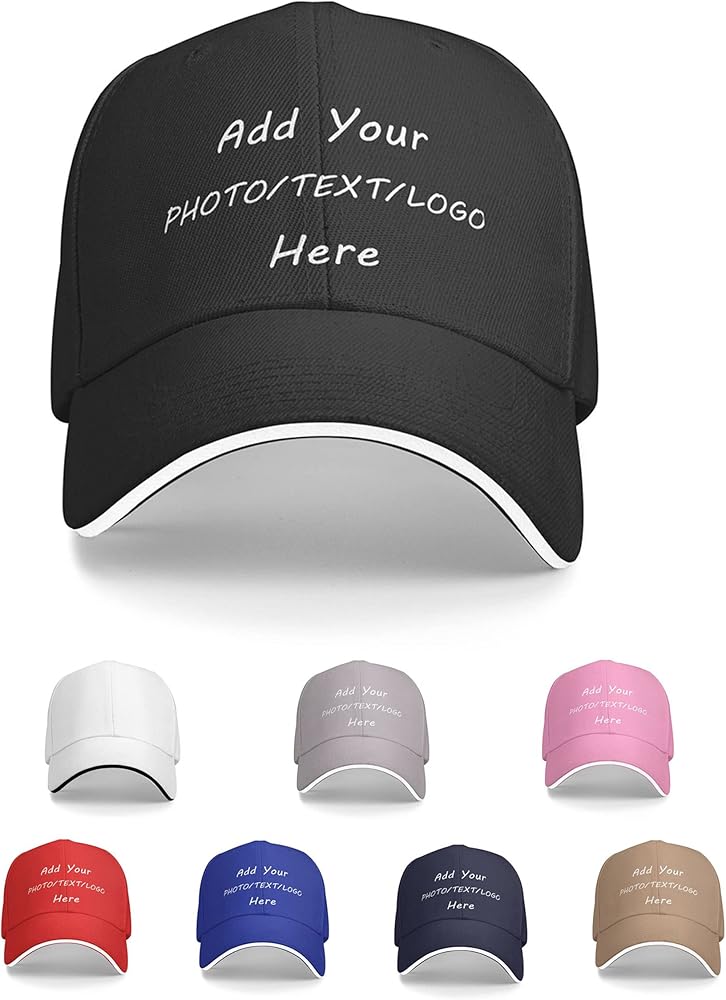 Custom Hat Personalized Baseball Cap Adjustable Trucker Hat for Men & Women - Add Your Own Design Text/Photos/Logo