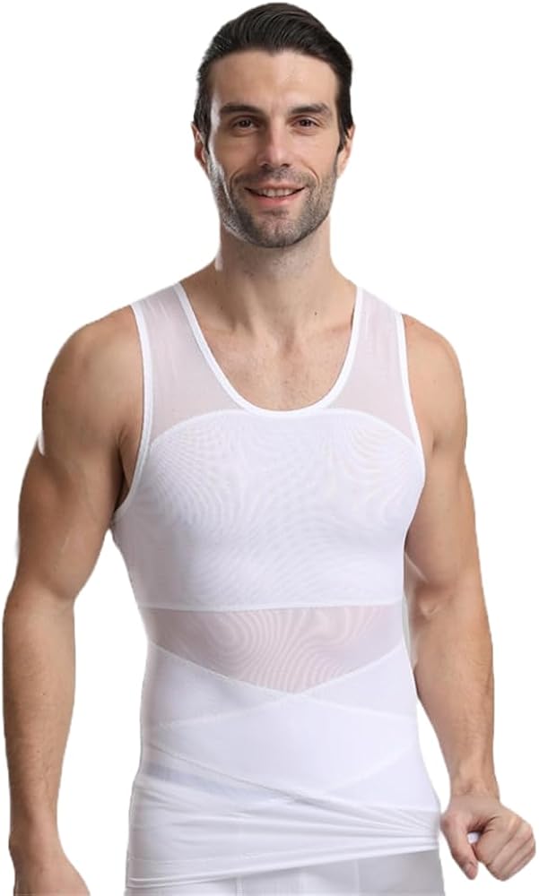 BaronHong Compression Shirt Men Slimming Undershirt Body Shaper Tank top for gynecomastia Sleeveless Shapewear Vest Men