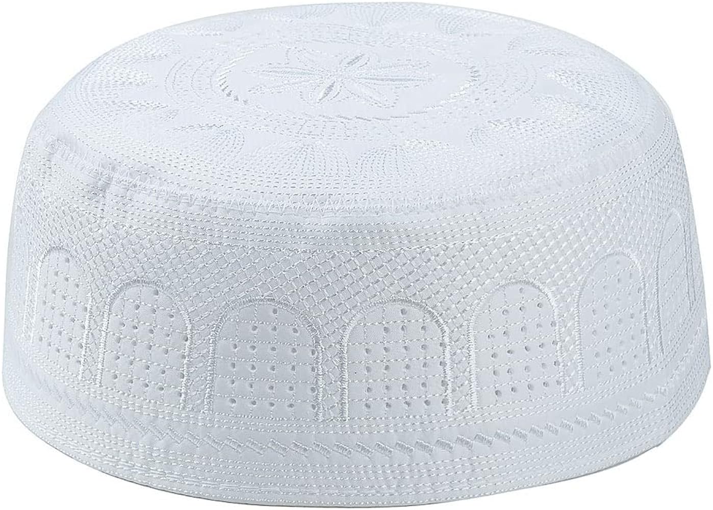 Muslim Kufi Prayer Hat Men Unisex Islam Skull Cap Solid Beanies Hat with Embroidery Headwear Ramadan Eid Gifts Sun Hat